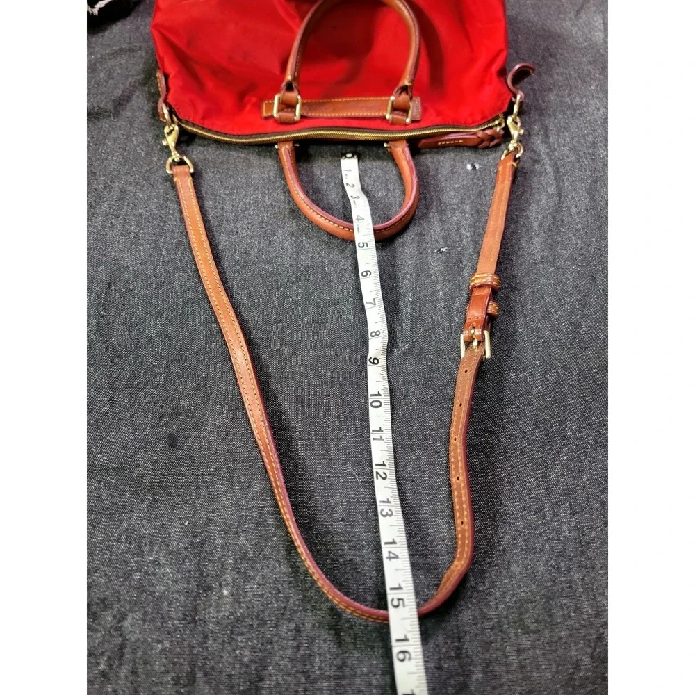 VTG Y2k Dooney & Bourke Satchel Purse Handbag Red Leather Florentine Nylon